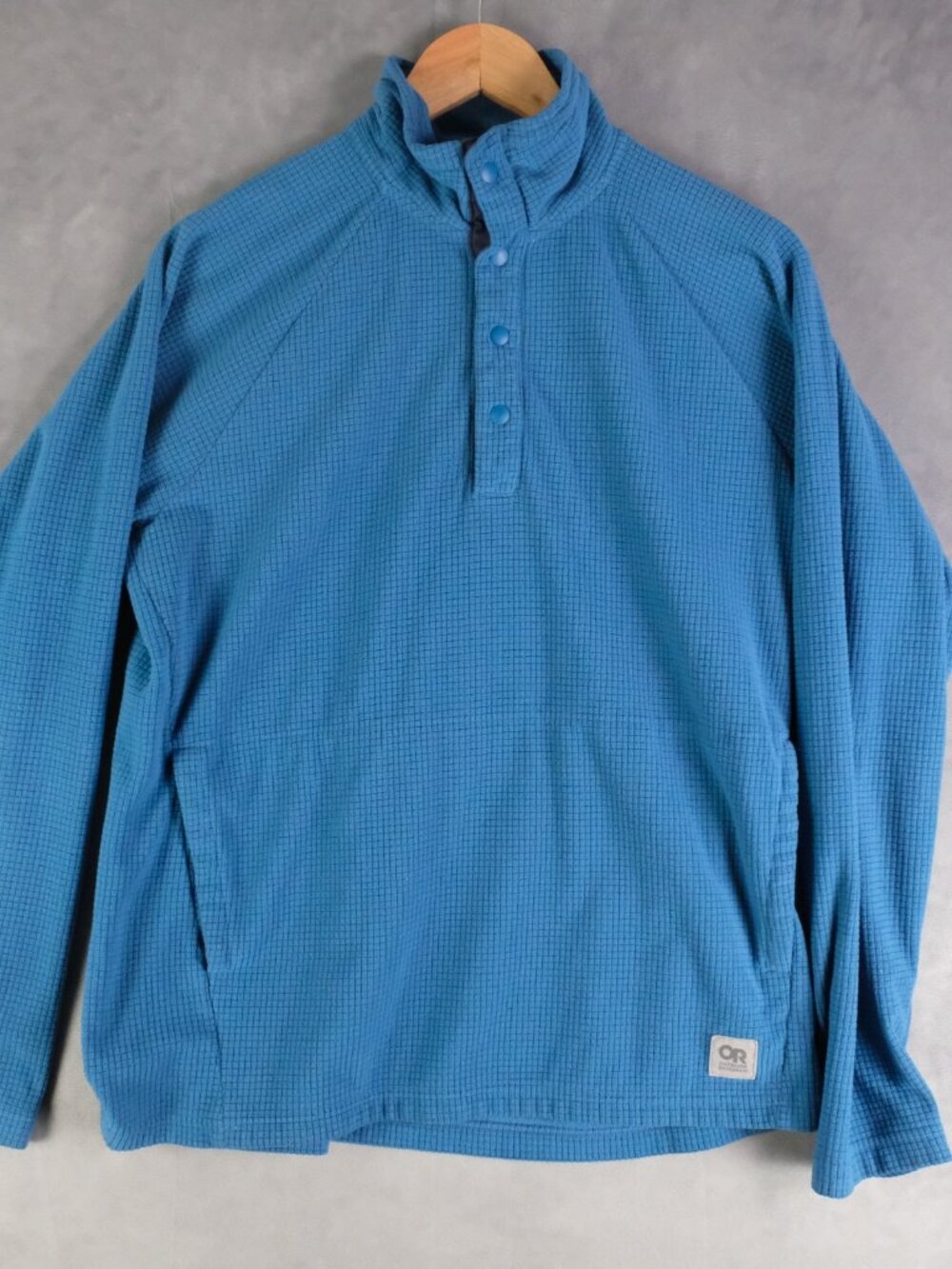 Outdoor Research Jacket Mens Medium Blue Waffle Fleece Snap T Pullover OR